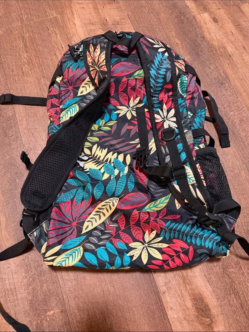 Floral Leaf Print Backpack - Multicolor
